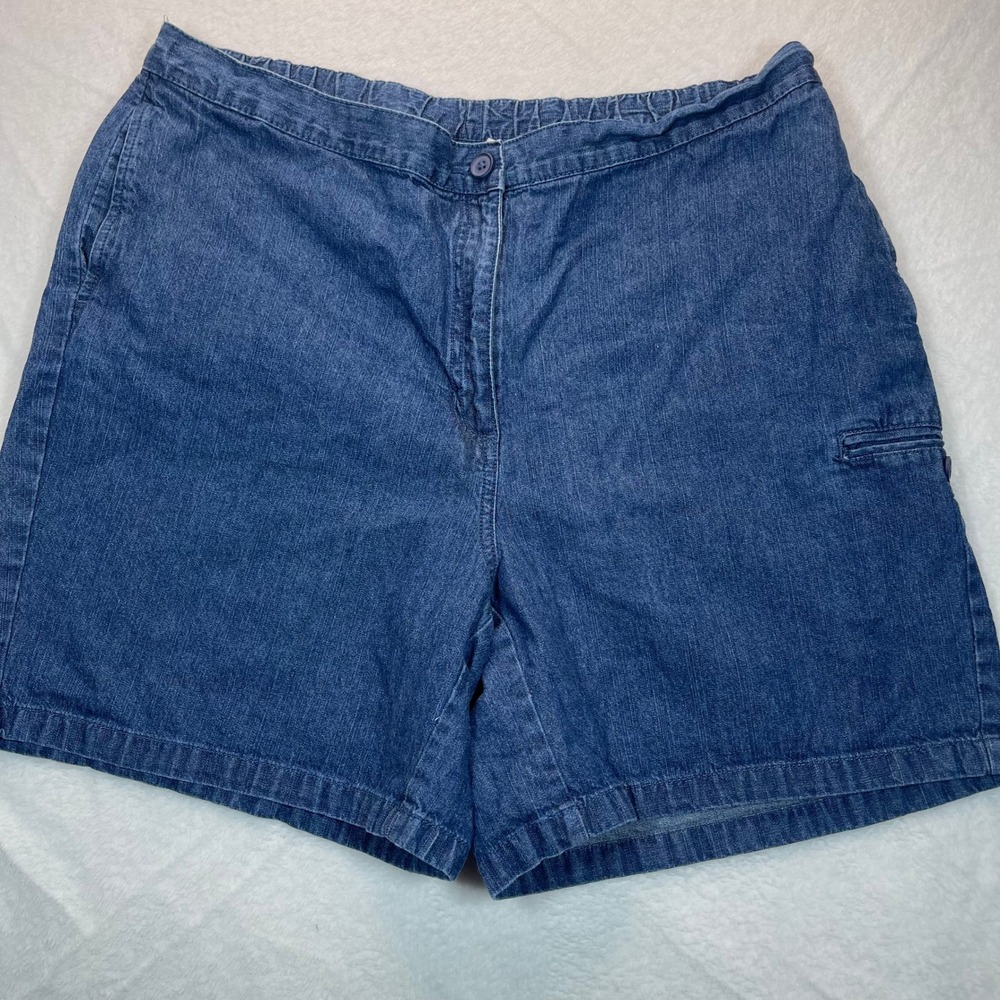 Classic Elements Woman 16W Comfort Denim Shorts Blue Cotton Elastic Waist Travel